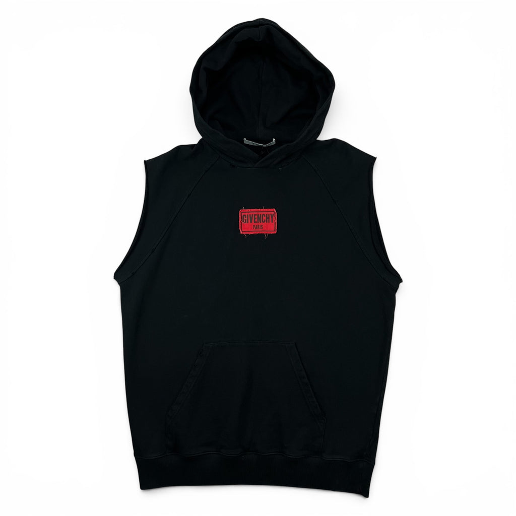 GIVENCHY MENS BRANDED PATCH SLEEVELESS HOODIE