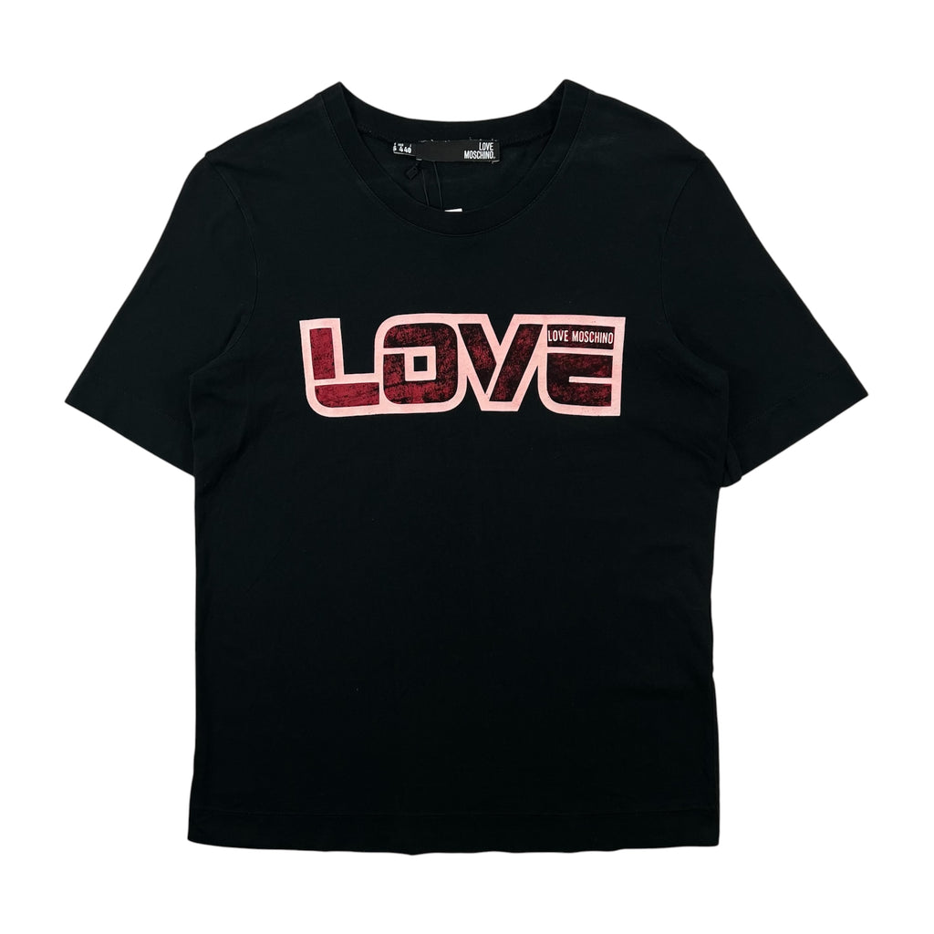 BLACK COTTON TEE "LOVE MOSCHINO" DIFFUSION LINE