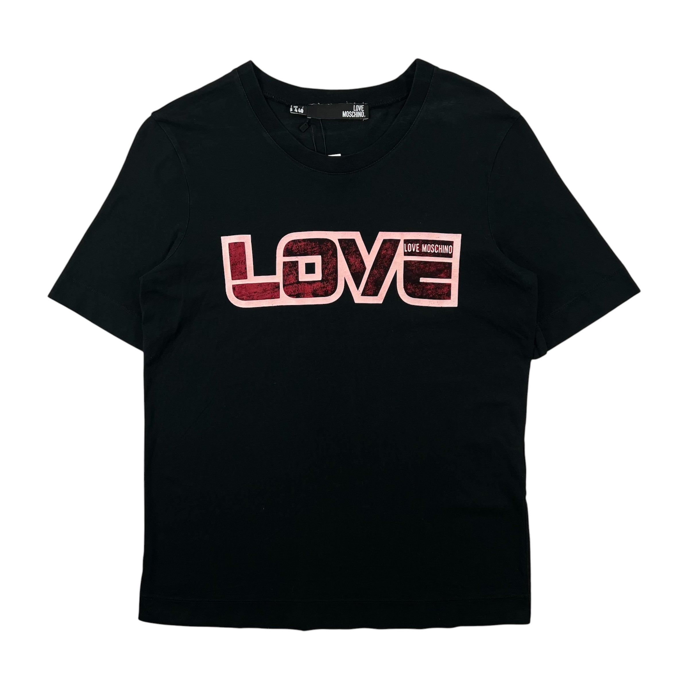 BLACK COTTON TEE "LOVE MOSCHINO" DIFFUSION LINE