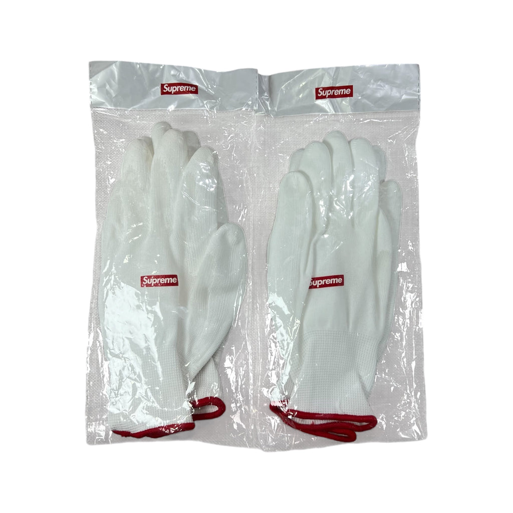 WHITE SUPREME BOX LOGO RUBBERIZED GLOVES