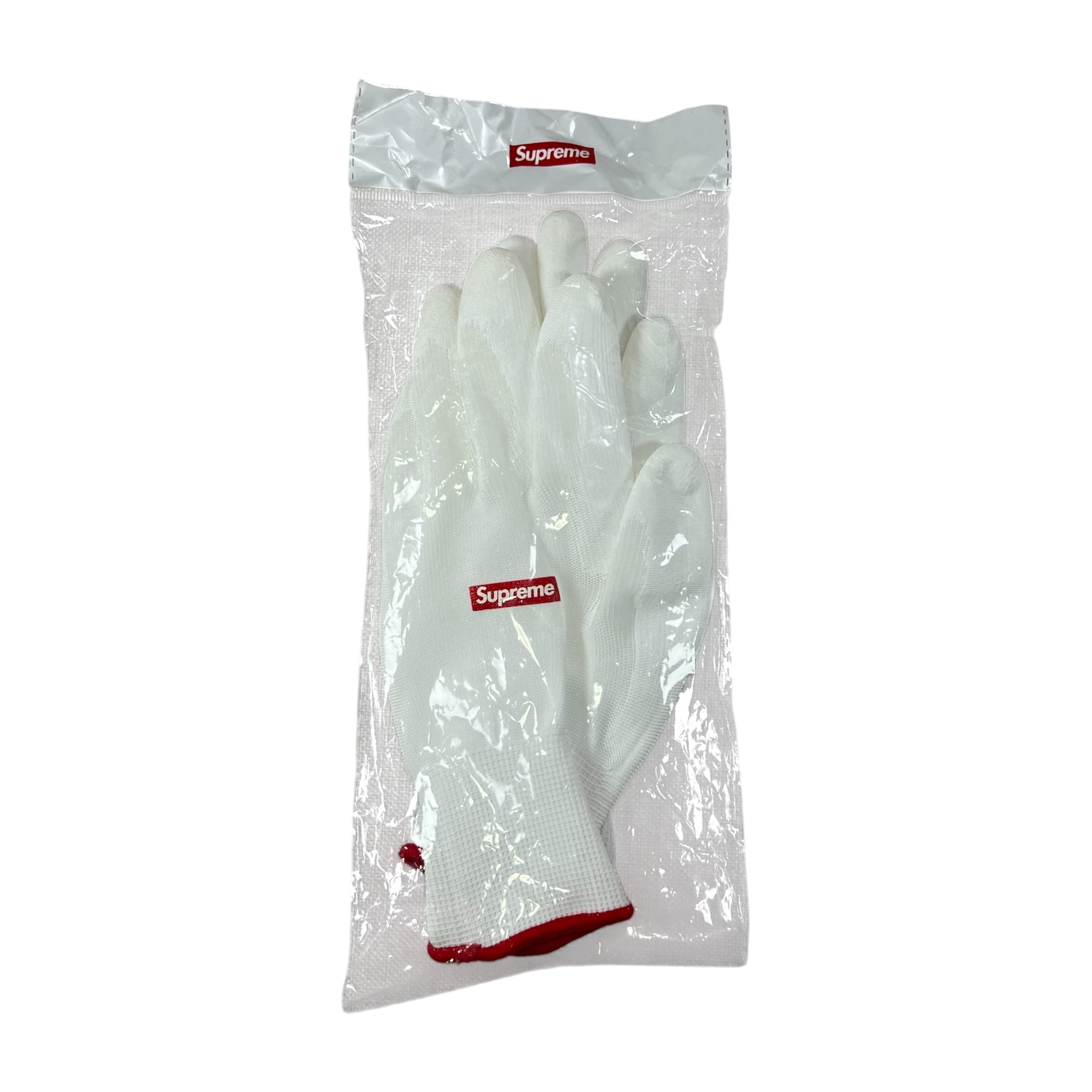 WHITE SUPREME BOX LOGO RUBBERIZED GLOVES