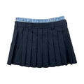 MIU MIU NAVY BLUE PLEATED WOOL MINISKIRT