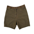 FENDI FF MONOGRAM SHORTS IN TOBACCO BROWN JACQUARD CANVAS