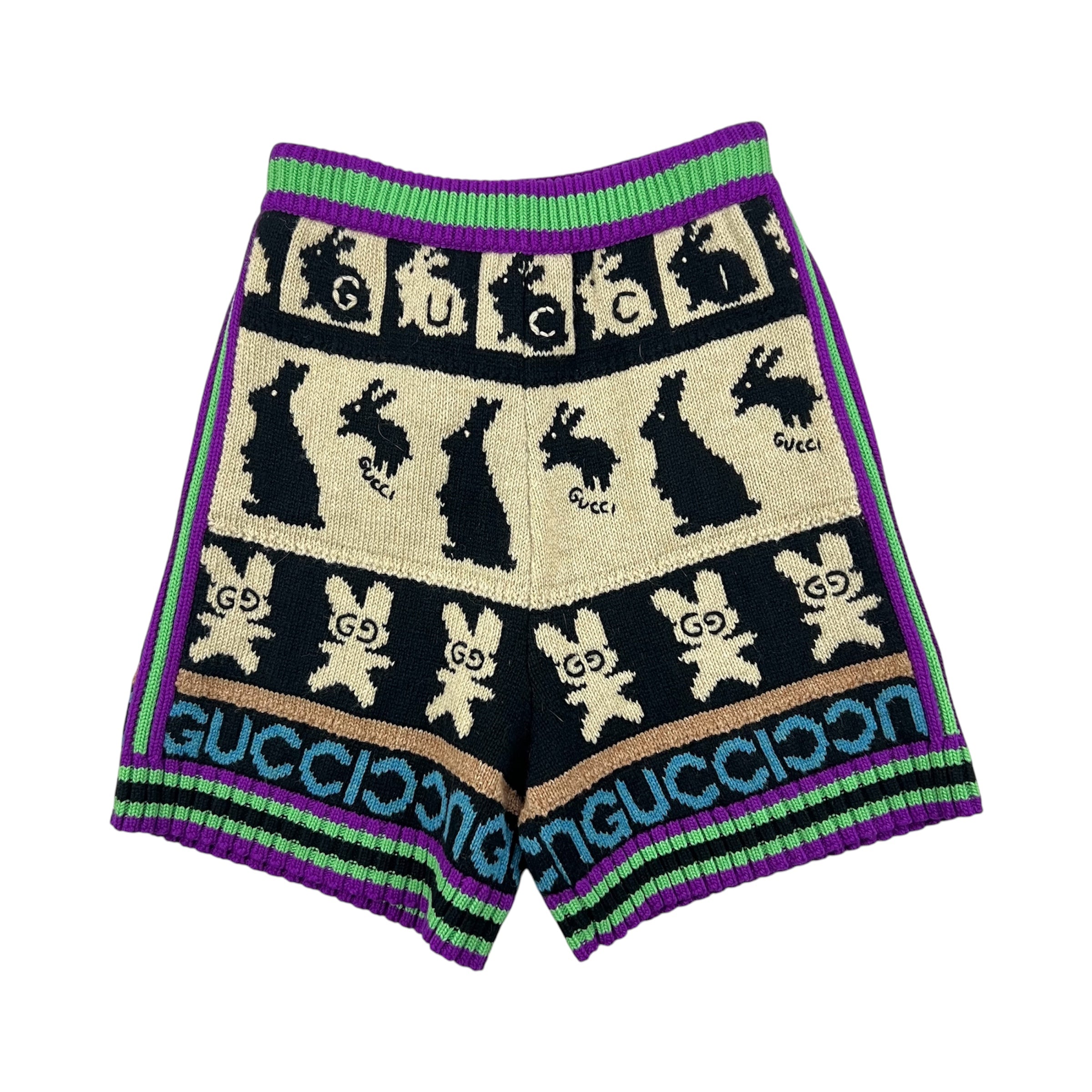 GUCCI JACQUARD-KNIT WOOL AND COTTON BLEND SHORTS