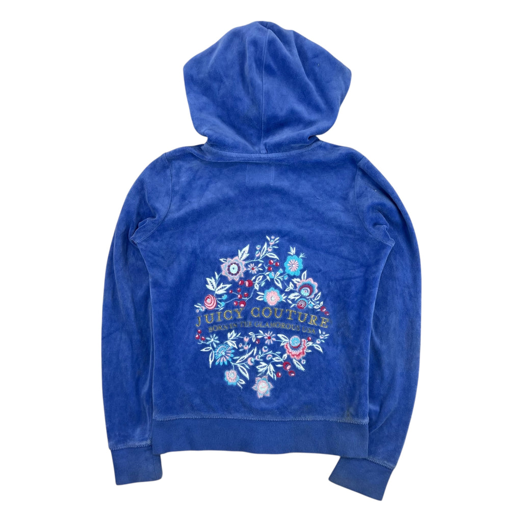 JUICY COUTURE BLUE VELOUR ZIP-UP HOODIE