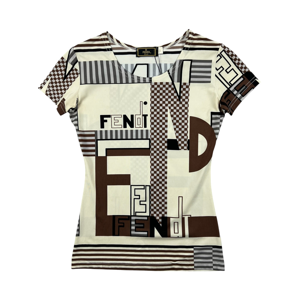 FENDI VINTAGE GEOMETRIC LOGO PRINT TOP