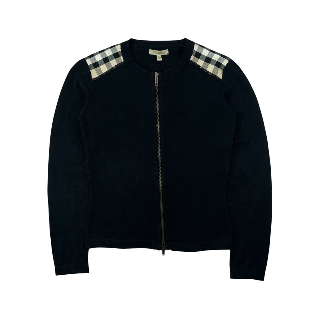 BURBERRY CHECK PATCH WOOL CASHMERE CARDIGAN