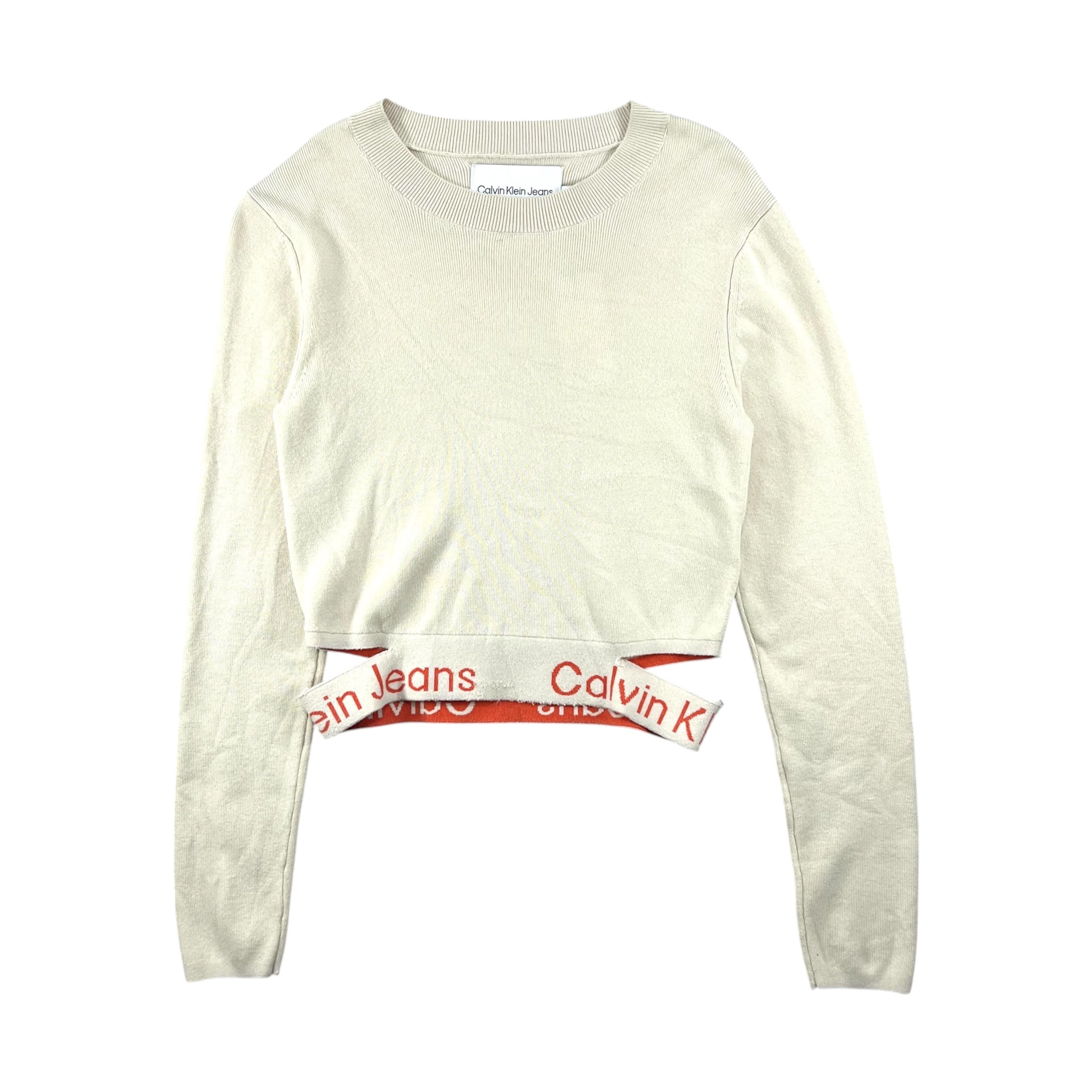 CALVIN KLEIN JEANS WAIST LOGO INTARSIA SWEATER