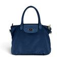 PRADA TESSUTO NYLON TOTE BLUE SAFFIANO LEATHER FLAP