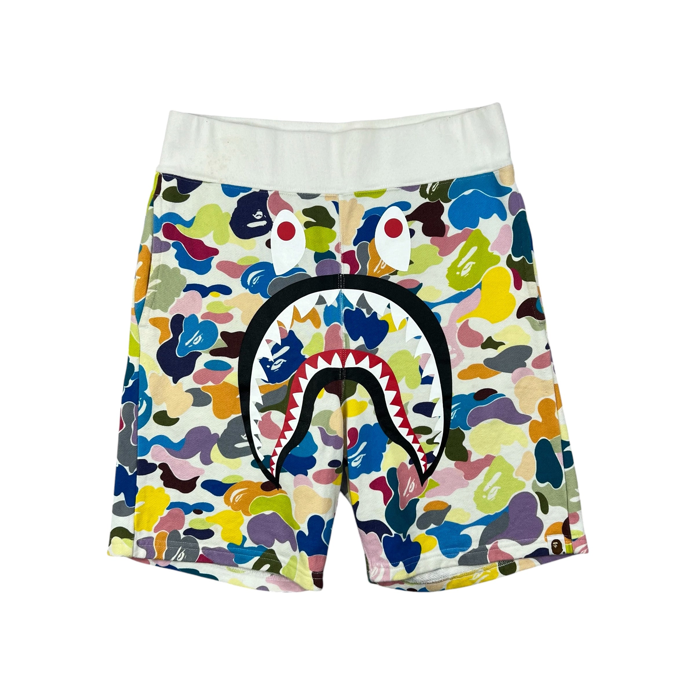 BAPE MULTI CAMO SHARK SWEAT SHORTS